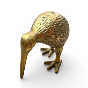 Vintage Brass Kiwi Bird Sculpture Decor Paperweight- 3”